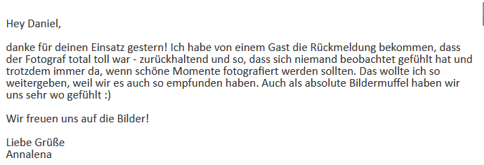 Feedback liebe Worte Annalena