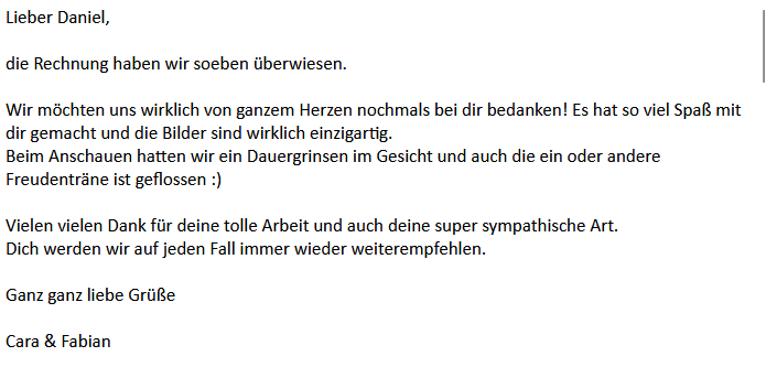 Feedback liebe Worte Cara-Fabian