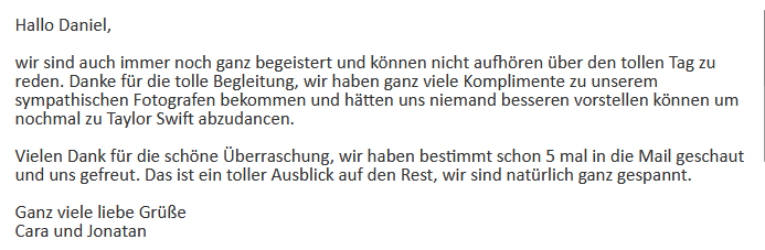 Feedback liebe Worte Cara-Jonatan