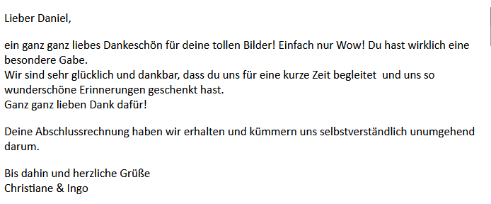 Feedback liebe Worte Christiane-Ingo