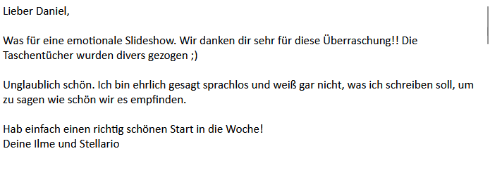 Feedback liebe Worte Ilme-Stellario