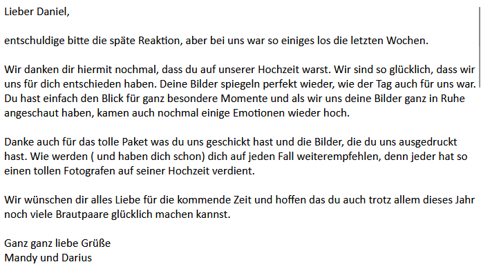 Feedback liebe Worte Mandy-Darius
